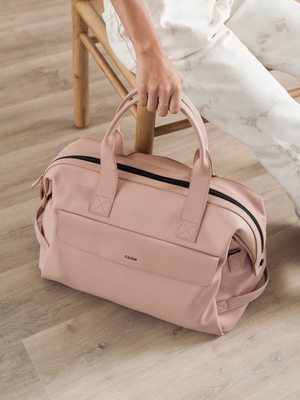 Calpak Blush Pink Convertible Tote with Black Strap